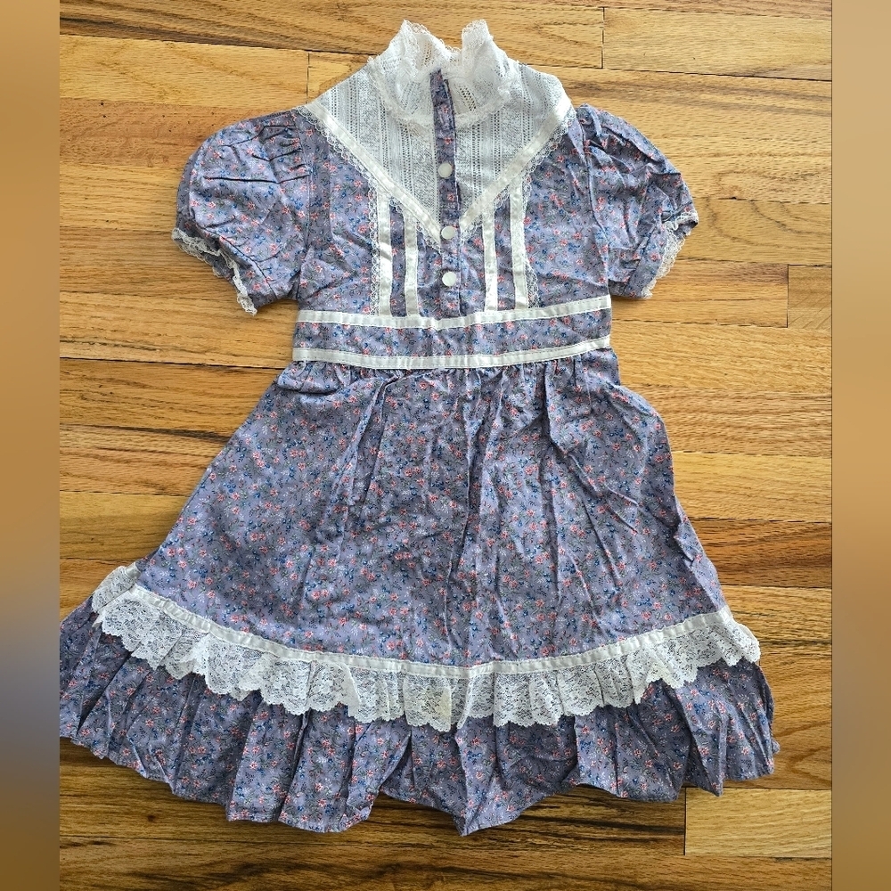 Gunne Sax Jessica Mcclintock Vtg 70s Girls Size 5 Ditsy Floral Peasant Dress